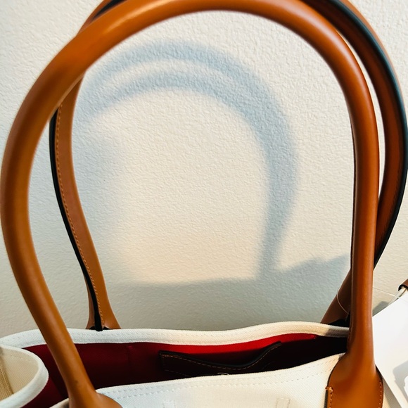 AUTHENTIC Christian Louboutin Small Nastroloubi Canvas Cream and Brown Tote Bag - Picture 8 of 13